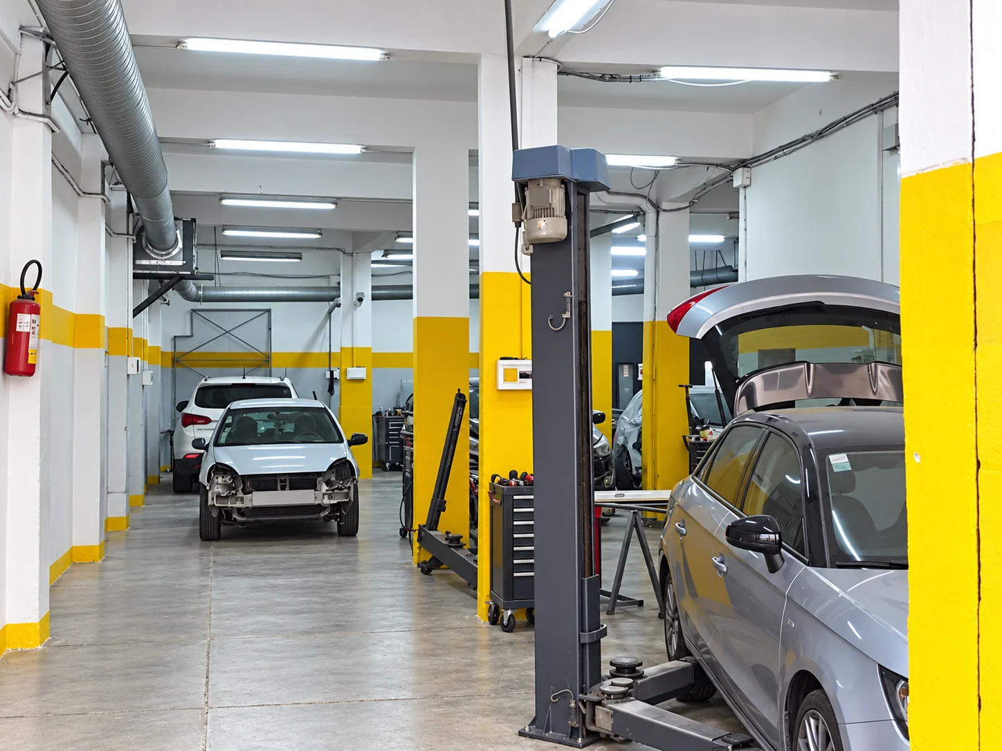 Intérieur de l’atelier Auto Zerouali, photo retouchée