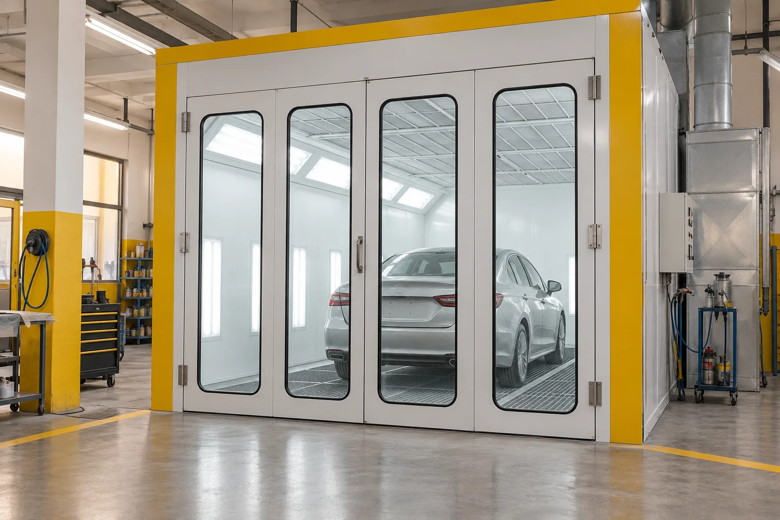 Illustration d’une cabine de peinture automobile